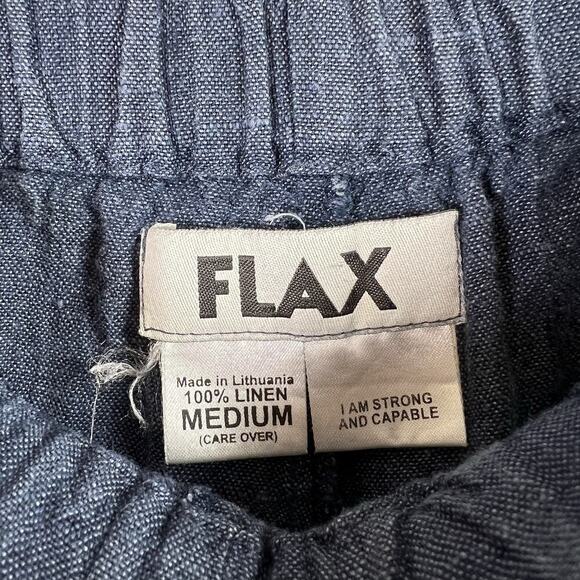FLAX 100% Linen Pants Size Medium** Blue Boho Extra Wide Leg Strong and Capable - Picture 9 of 13